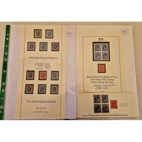 17E - 1912 Ideal stamp collection; 1924-26 Geo V definitive stamps and Edward VII trial penny stamps and d... 