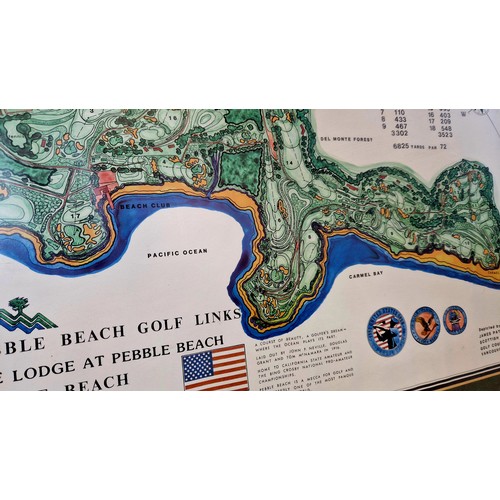 30 - Colour printed map of Pebble Beach Golf Links as depicted by James Paterson Izatt