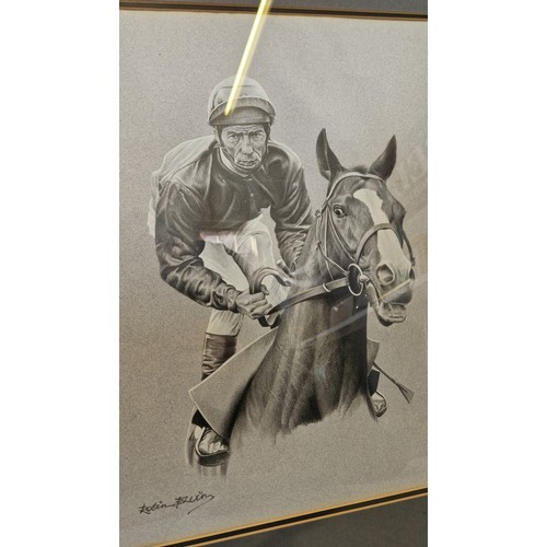 34 - Two prints of Lester Pigott, one by Roy Miller limited edition signed on the mount by the artist