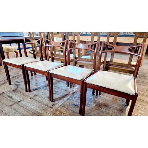 351 - Set of four retro teak dining chairs, some repair