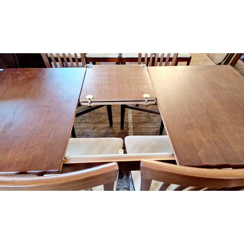 352 - John Lewis dining suite comprising a rectangular extending dining table and six splat back upholster... 