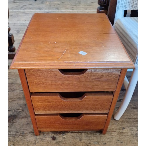 356 - Five various pieces of furniture incl. pair of retro bedside chests of three drawers, magazine stand... 