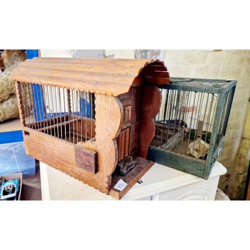 396 - Two wooden bird cages