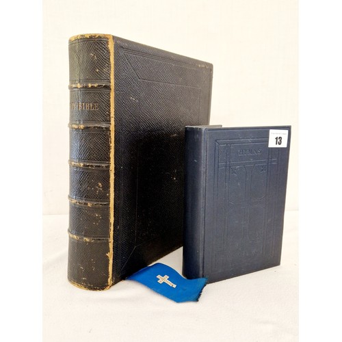13 - Oxford Holy Bible with presentation inscription 1871 and a book of Hymns
