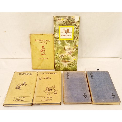 14 - Children's vintage books comprising four AA Milne Winnie the Pooh, The House at Pooh Corner 1934 6th... 