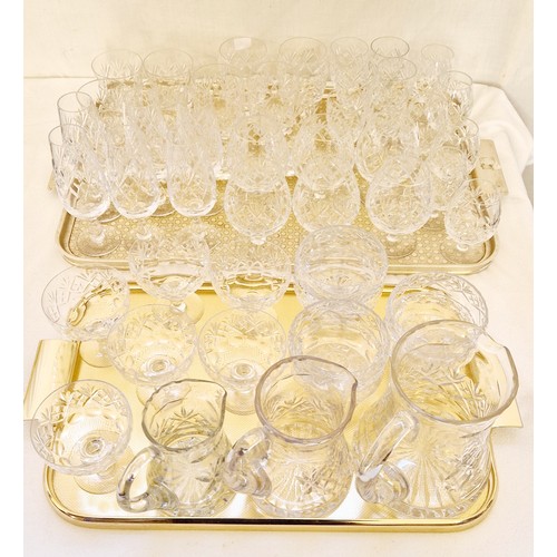 41 - Large qty of cut glass ware incl. various drinking glass, water jugs, dessert bowls etc