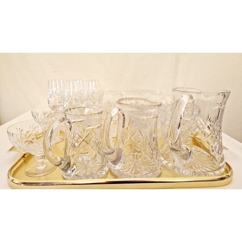 41 - Large qty of cut glass ware incl. various drinking glass, water jugs, dessert bowls etc