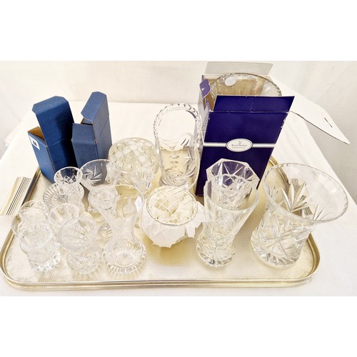 44 - Various cut crystal glassware incl. Tutbury Crystal, various vases, salts etc