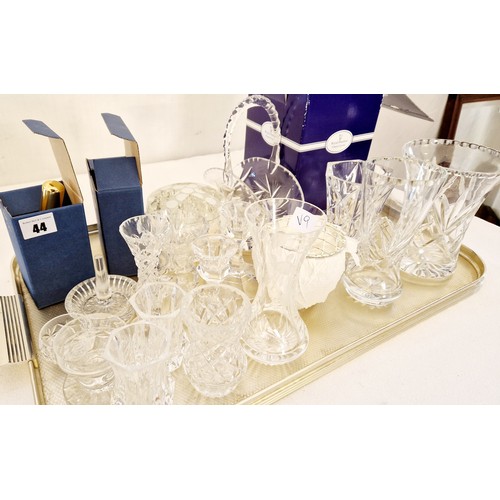 44 - Various cut crystal glassware incl. Tutbury Crystal, various vases, salts etc