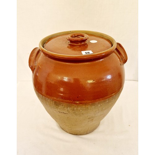 50 - Stoneware pippin with lid