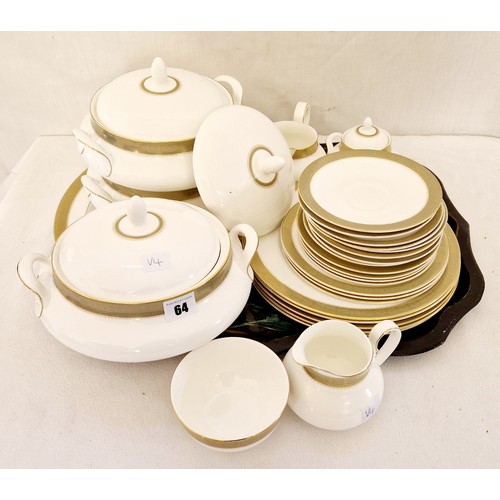 64 - Qty of Royal Doulton Belvedere white and gilt dinnerware