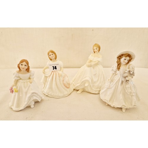 74 - Four various Royal Doulton girl and lady figurines