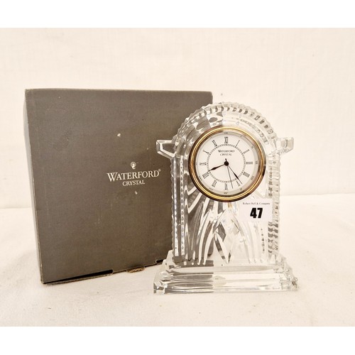 47 - Boxed Waterford crystal mounted mantle clock