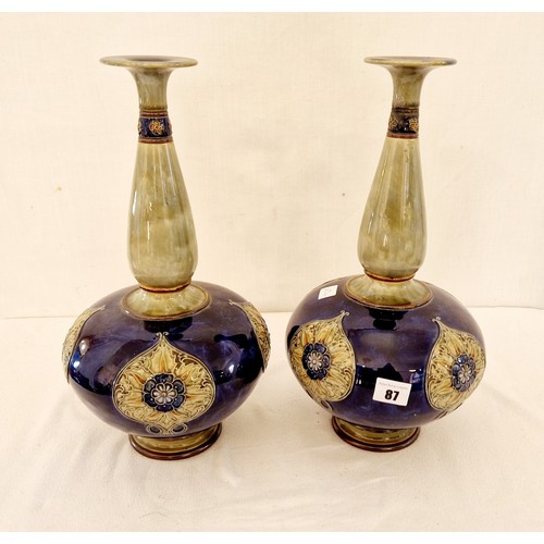 87 - Pair of Doulton Lambeth stoneware bulbous vases, c. 16