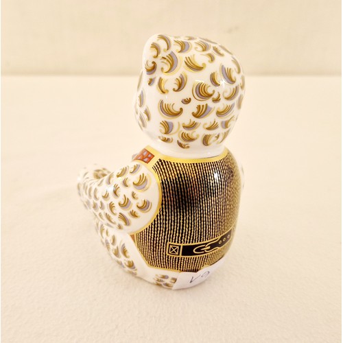98 - Crown Derby bear paperweight with gold stopper