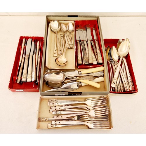 104 - Qty of boxed and loose EPNS and bone handled cutlery
