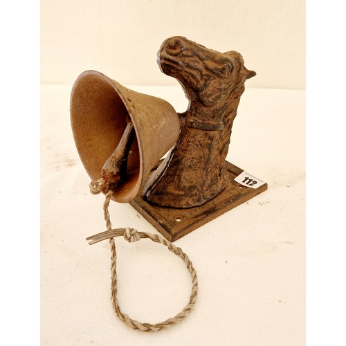 112 - Cast iron horse bust hanging door bell
