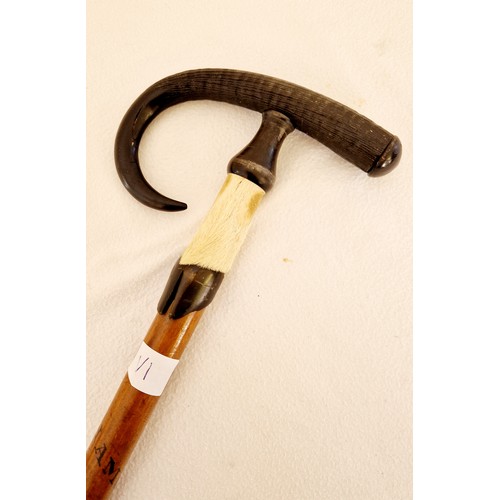 158 - Hoof and antler mounted walking stick