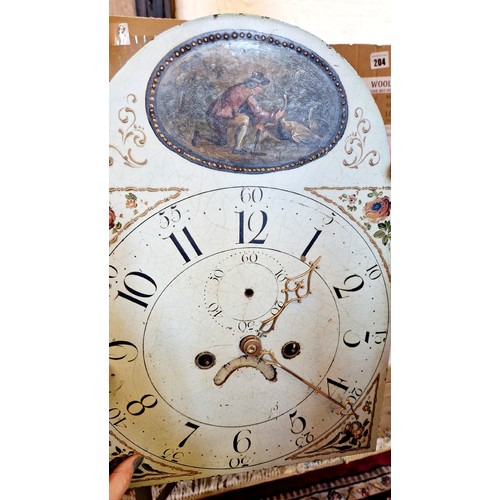 204 - Two longcase clock painted dials with 8 day movements