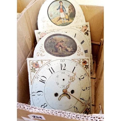 204 - Two longcase clock painted dials with 8 day movements