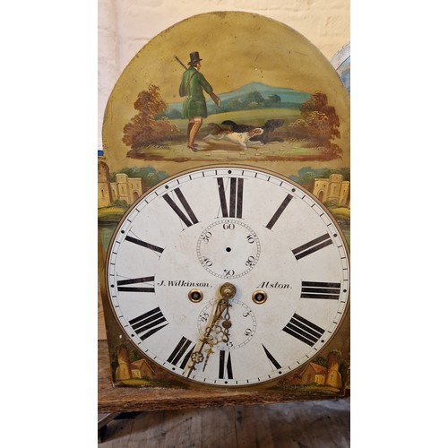 207 - Various longcase clock spares incl. painted dial with 8 day movement by J Wilkinson Alston