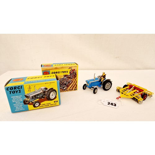 243 - Two boxed vintage Corgi agricultural toys - Ford 5000 Supermajor tractor No. 67 and tandem disc harr... 