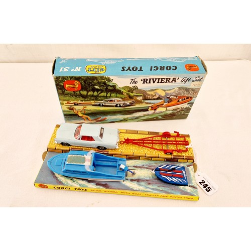 245 - Boxed vintage Corgi Toys gift set No. 31, The Riviera Set with Buick, boat, trailer and water skier