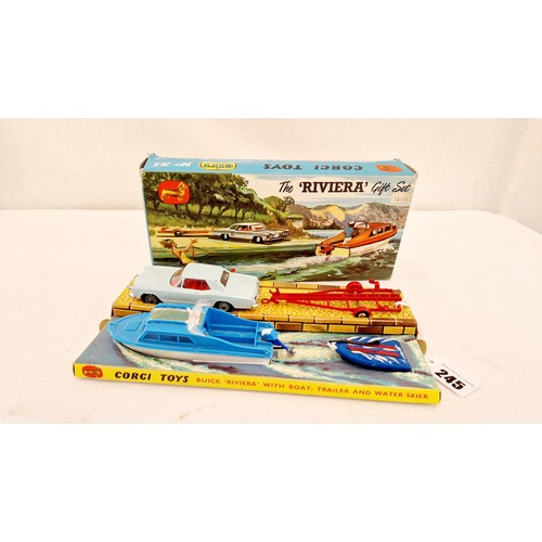 245 - Boxed vintage Corgi Toys gift set No. 31, The Riviera Set with Buick, boat, trailer and water skier