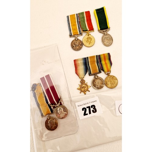 273 - A collection of eight various GB miniature medals including WWI group of three 1914-15 star, war & V... 