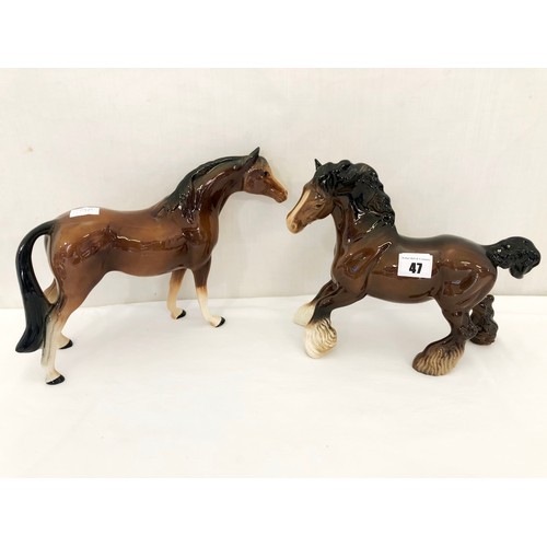 47 - Beswick gloss stallion and shire horse