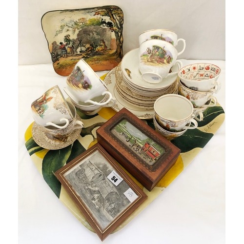 54 - Romany pictorial teaware etc