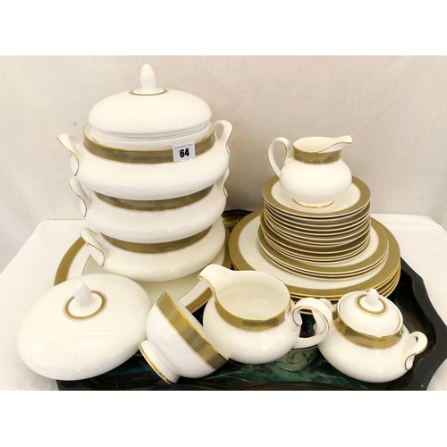 64 - Qty of Royal Doulton white and gold Belvedere dinnerware