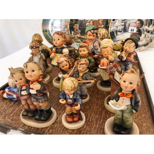 63 - Collection of Hummel and Goebel ware including 17 boy and girl figurines, wall pocket and Danbury Mi... 