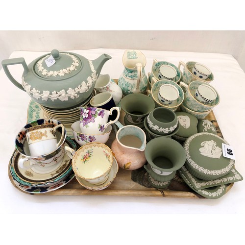 66 - Qty of Wedgewood and teaware including approx. 8 pieces of green Jasperware