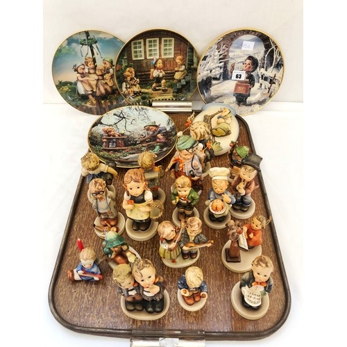 63 - Collection of Hummel and Goebel ware including 17 boy and girl figurines, wall pocket and Danbury Mi... 