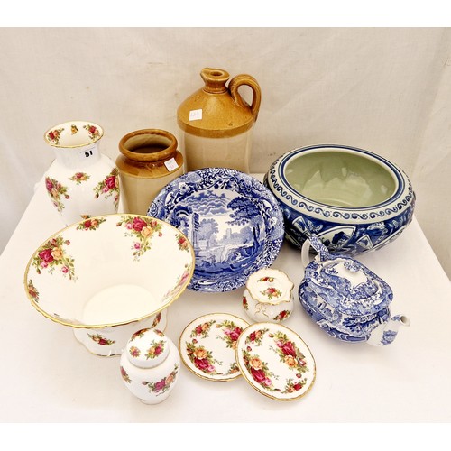 51 - Ceramic including Royal Albert Old Country Roses, bowl, baluster vase etc; Copeland Spode's Italian ... 