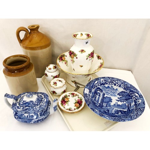 51 - Ceramic including Royal Albert Old Country Roses, bowl, baluster vase etc; Copeland Spode's Italian ... 