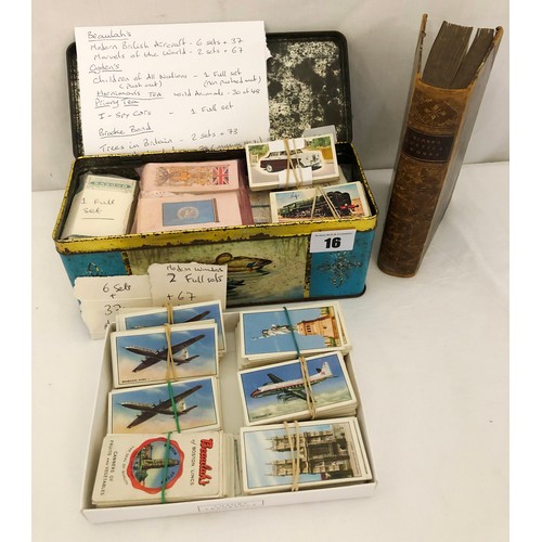 16 - Qty of loose tea and cigarette cards, various manufacturers and subjects and a calf bound volume of ... 