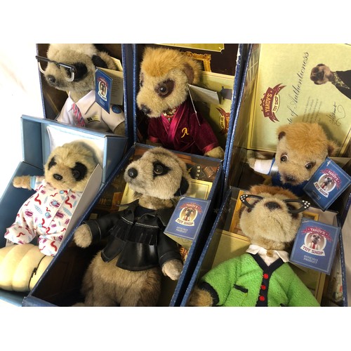 218 - Six Yakov Meerkat boxed soft toys