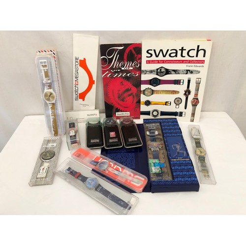 241 - Collection of approx. 9 Swatch commemorative watches