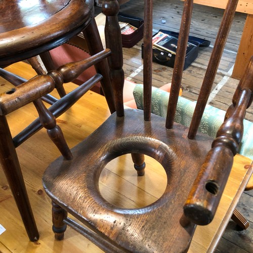 315 - Childs Victorian elm spindle back commode chair