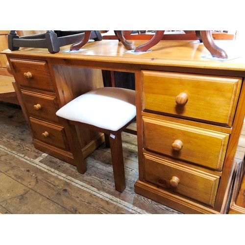 361 - Modern pine pedestal dressing table and stool