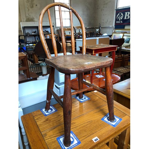 362 - Childs Victorian elm spindle back chair