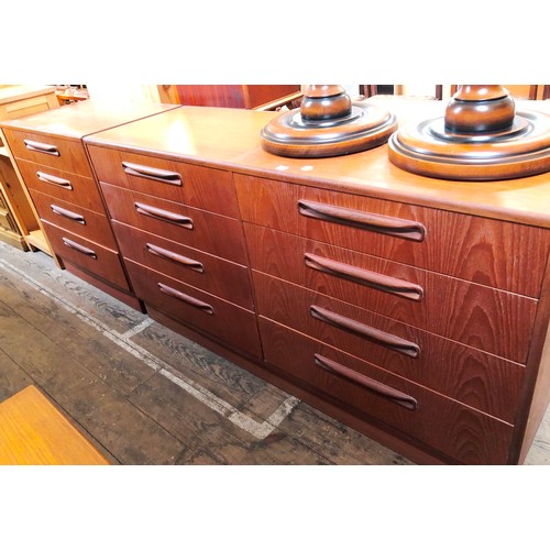 367 - Two vintage teak chests of drawers with recessed bentwood handles