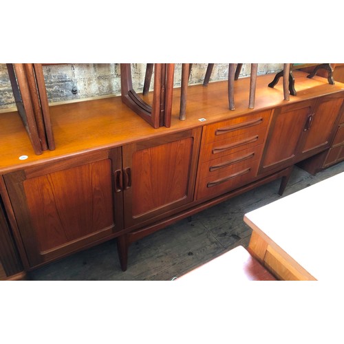 375 - G-Plan vintage teak sideboard with recessed bentwood handles, central bank of four drawers incl. cut... 