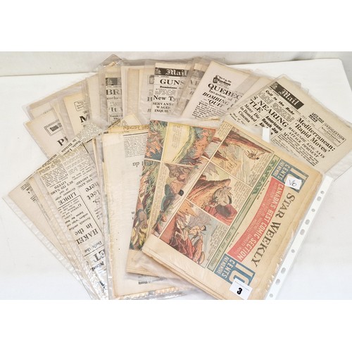 3 - Bundle of vintage 1940s war newspapers, Star Weekly comics etc