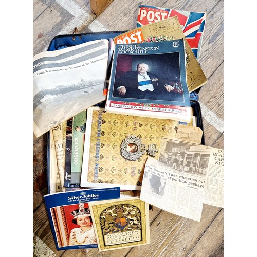 24 - Case of ephemera incl. vintage papers, Royal commemorative etc