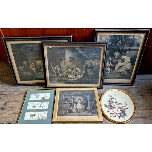 29 - 3  black and white prints of engravings including Ward, Moorland and Joshua Reynolds etc