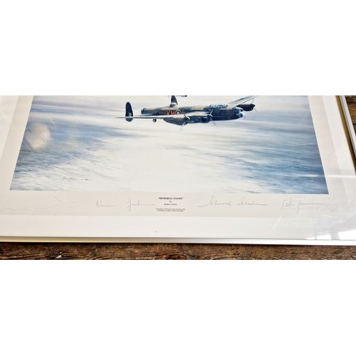 32 - Three 2nd world war aviation prints by Robert Taylor, Spitfire, Hurricane and Memorial Flight with v... 