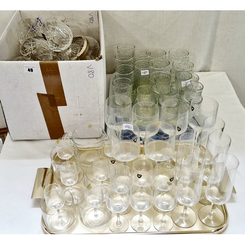 49 - Large qty of glassware incl. cut, balloon glasses, Swedish Orrefors glasses etc